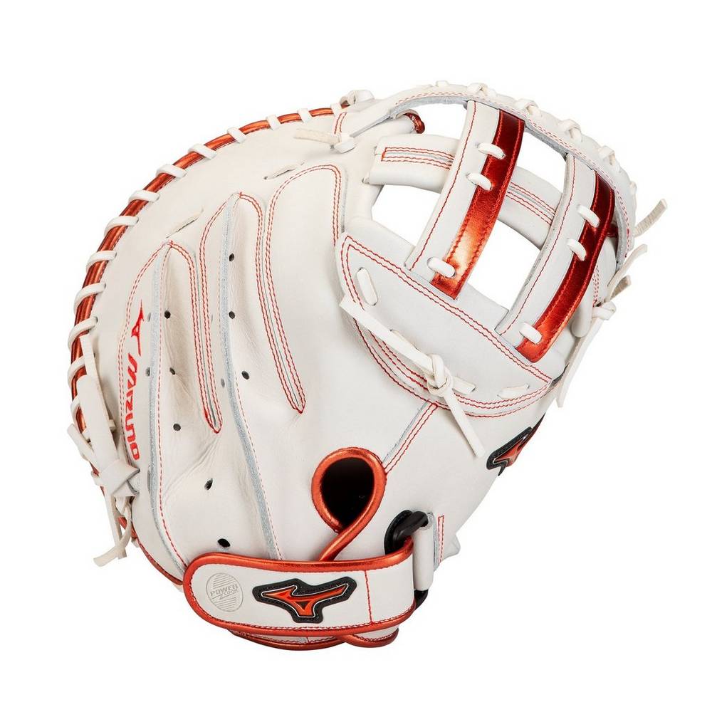 Mizuno Women's MVP Prime SE Fastpitch Softball Catcher’s Mitt 34" White/Red (312877-RLB)